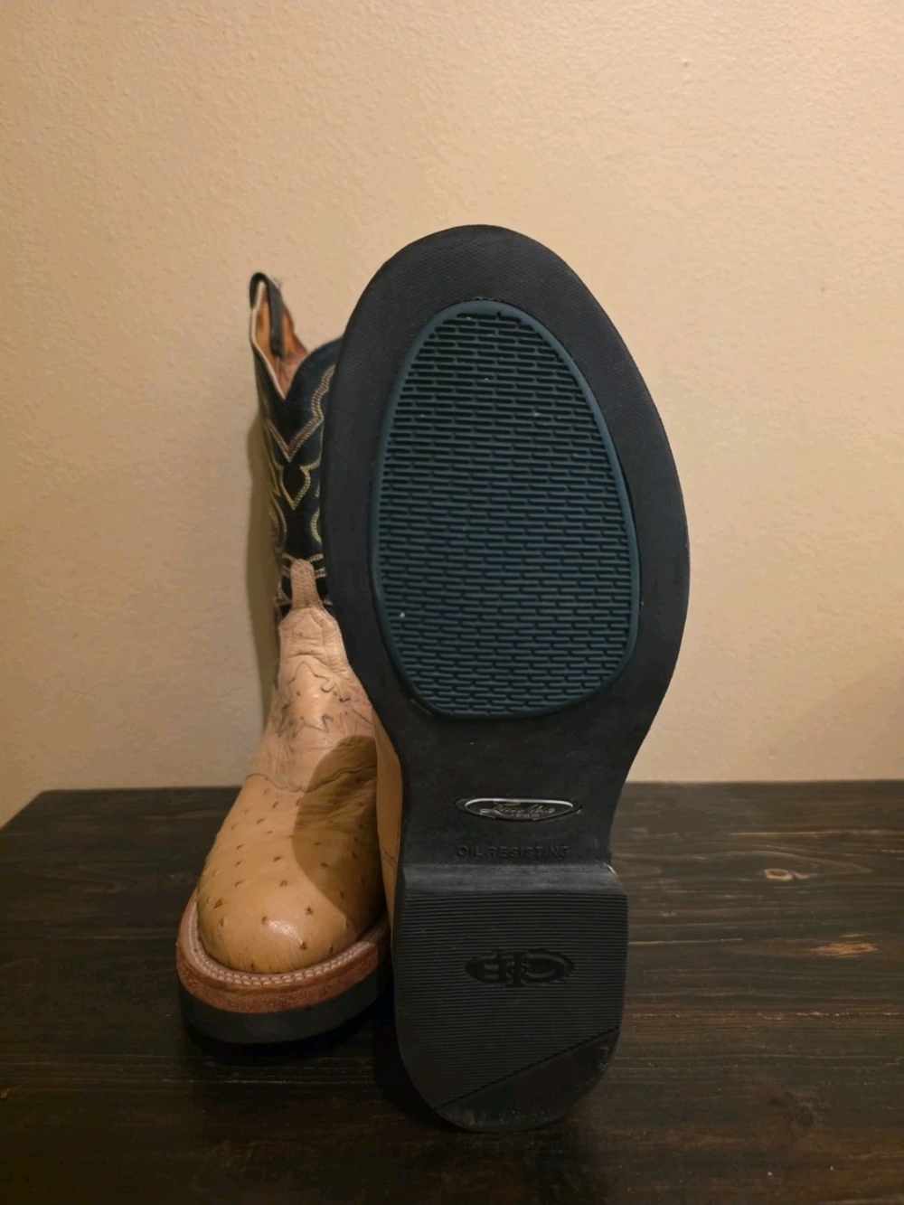 Lucchese 2000 Full Quill Ostrich Women's Sz 8B Boots Tan/Black T1505HD - Picture 5 of 5